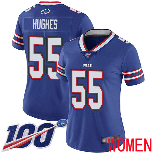Women Buffalo Bills 55 Jerry Hughes Royal Blue Team Color Vapor Untouchable Limited Player 100th Season NFL Jersey